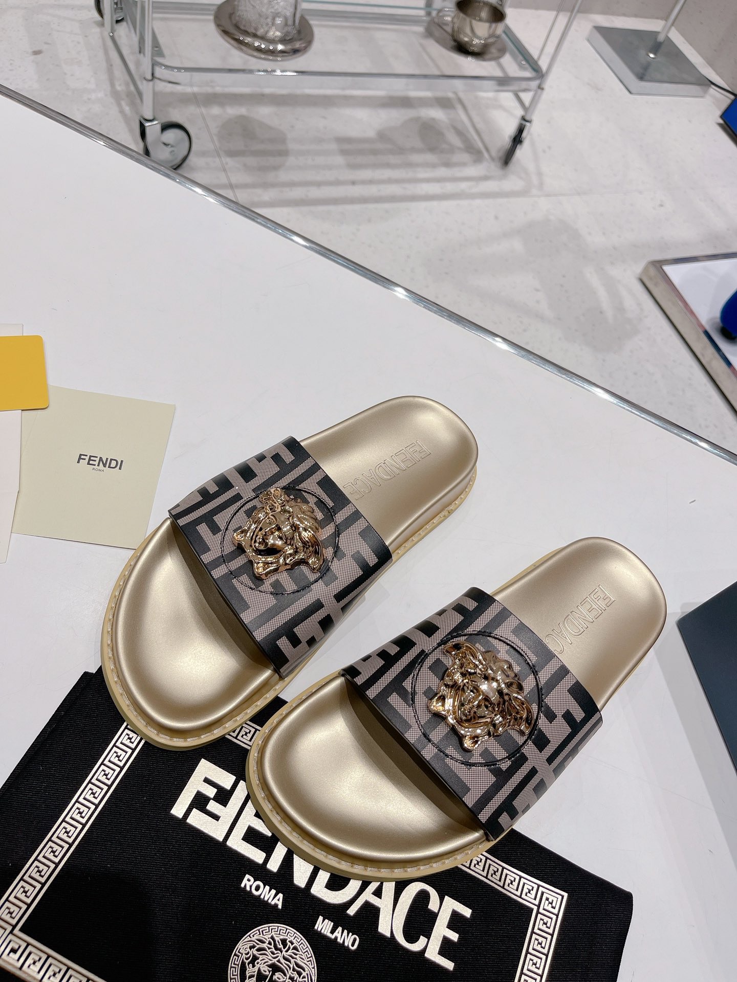 Men Women V*ersace Top slippers