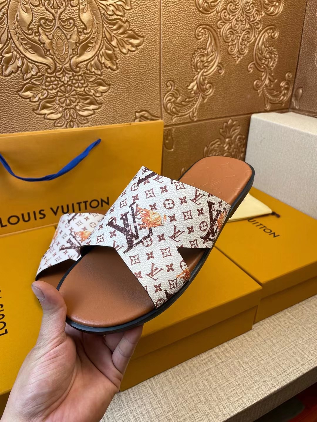 Men L*ouis V*uitton Top Slippers